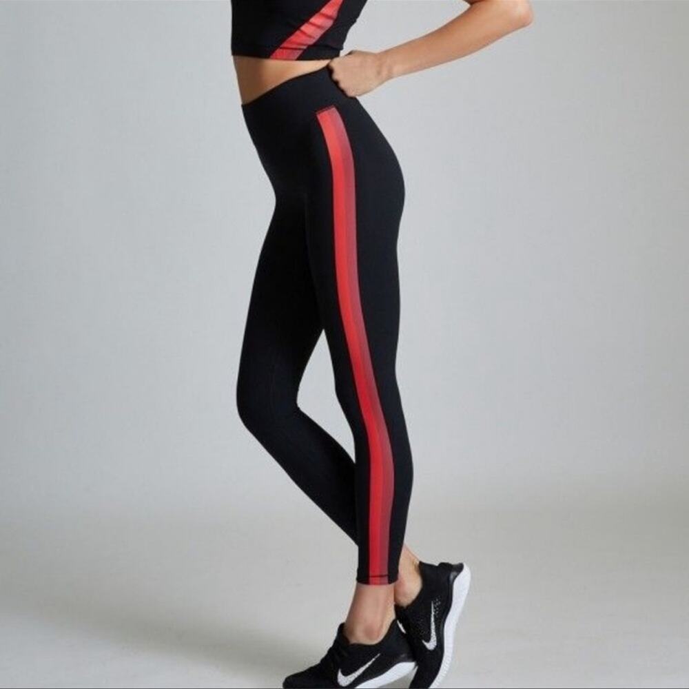 All Access Stevie Leggings Black Red Stripe 7/8 Activewear size XL